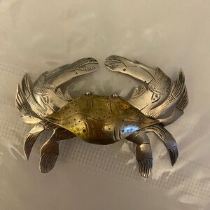 Vintage Artistic Silver and Gold Vermeil Crab Brooch
